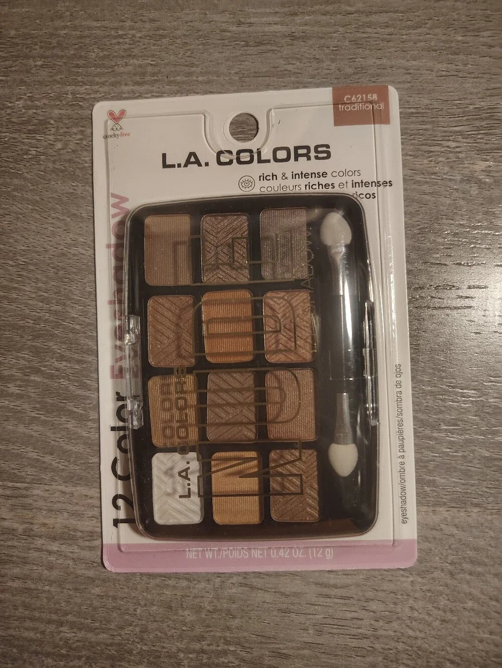 L.A. COLORS 12-Color Eyeshadow Palette - Warm Browns & Golds